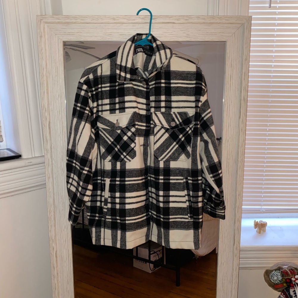 Zara black & white plaid jacket